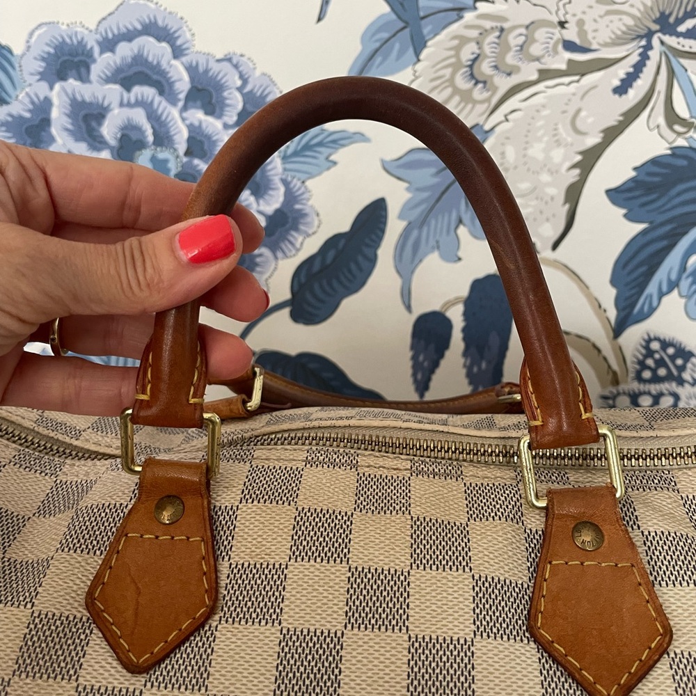 Louis Vuitton Damier Azur Canvas Top-Handle Tote in Beige and Brown 35 - Picture 3 of 11